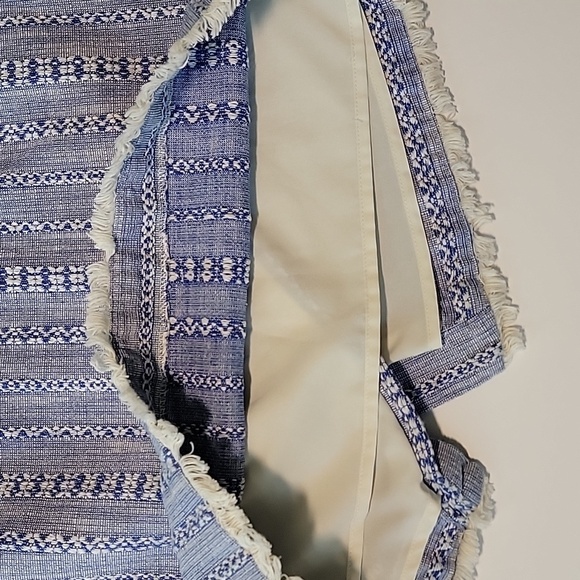 Ann Taylor Loft Mini Pencil Skirt Faux Wrap Lined Side Zip Blue White Chambray 4 - Picture 8 of 13